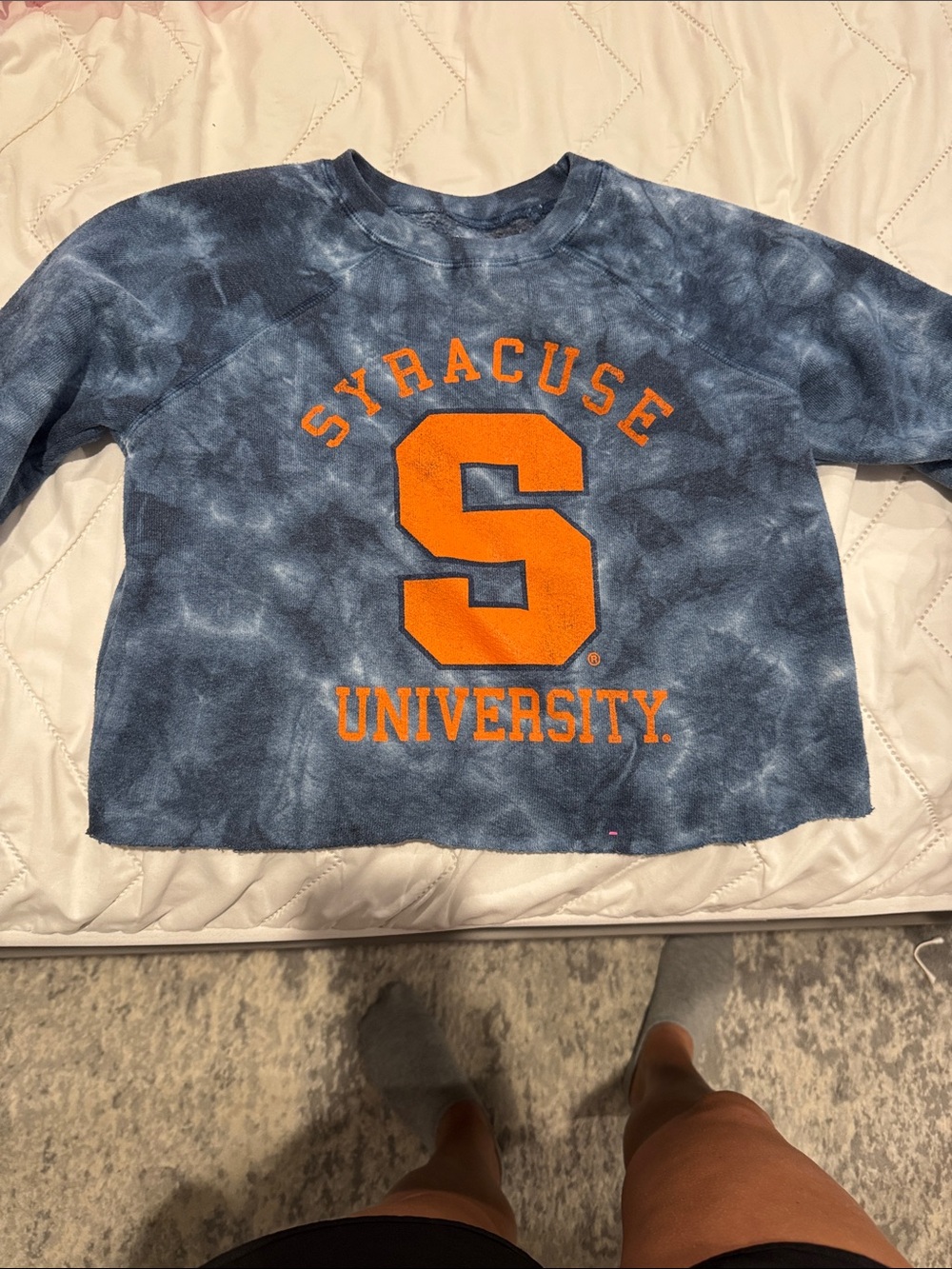 Syracuse University Blue Tie-Dye Crewneck Sweatshirt with Orange Logo